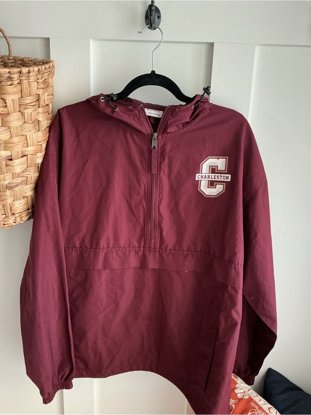 Champion Women’s Maroon Hooded Half-Zip Windbreaker